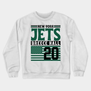 New York Jets Hall 20 American Flag Football Crewneck Sweatshirt